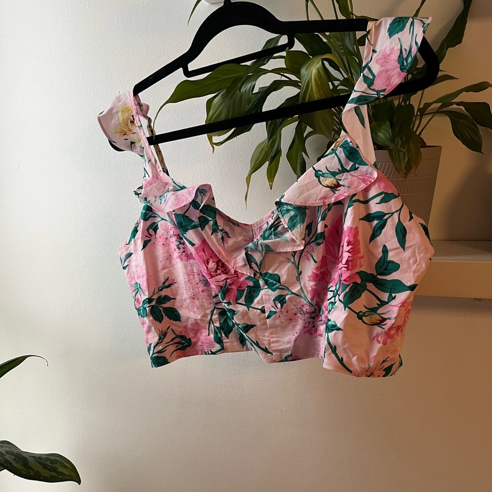 Two piece top and skirt pink floral